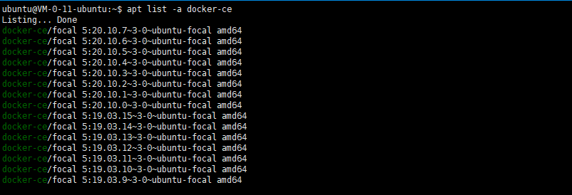 Docker version list